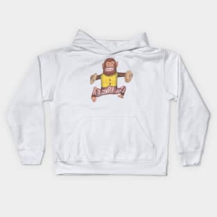 Monkey, Clapping Monkey, Retro Toy. Kids Hoodie